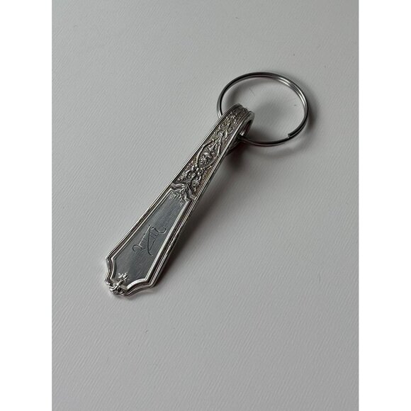 Handmade Monogram “N” Keychain Silver Plated Antique Spoon Silverware - Picture 1 of 6